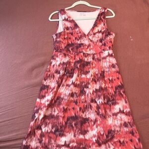 Eddie Bauer Red and Pink Midi Dress